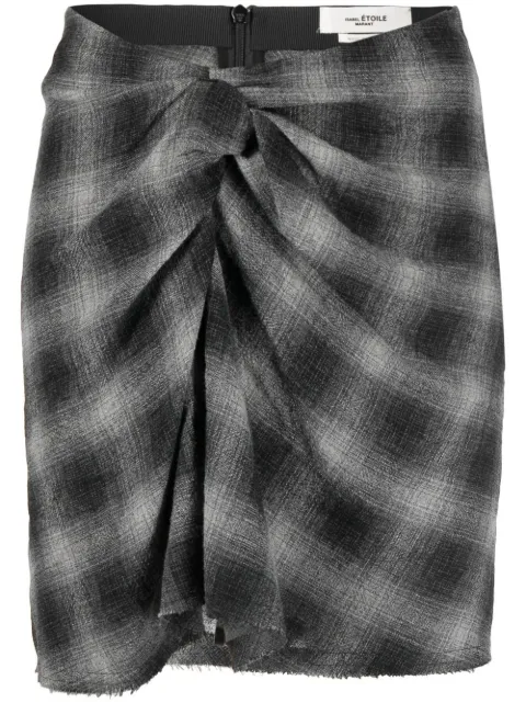 MARANT ÉTOILE gathered-detail check-pattern skirt