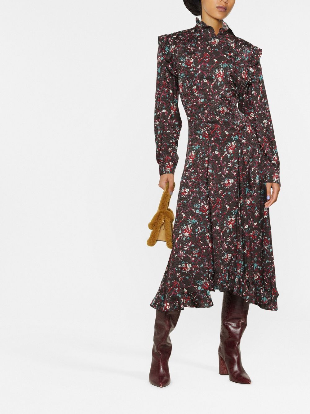 MARANT ÉTOILE Midi-jurk met bloemenprint - Zwart