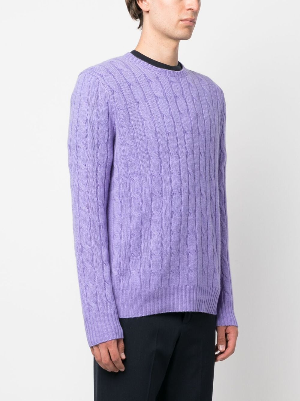 Shop Polo Ralph Lauren Cable-knit Round-neck Jumper In Purple