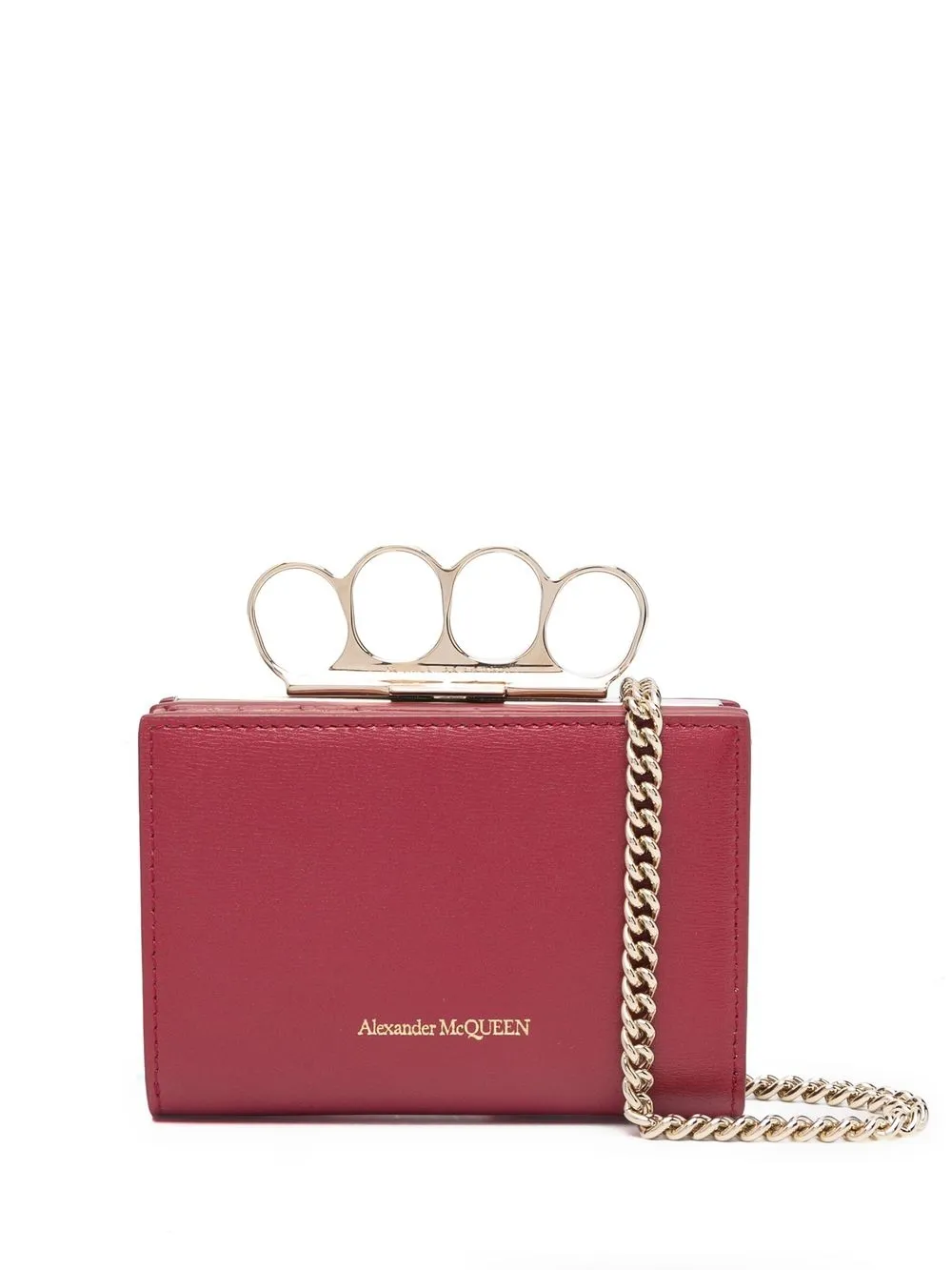 

Alexander McQueen logo-lettering leather clutch bag - Red