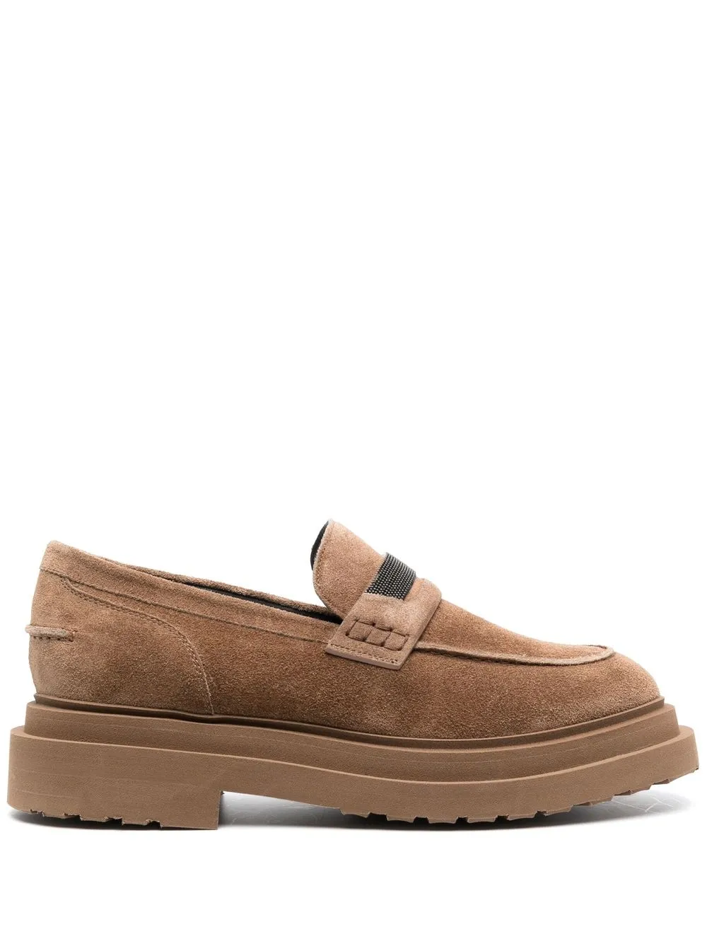 

Brunello Cucinelli mocasine slip-on con detalle de cadena Monili - Marrón