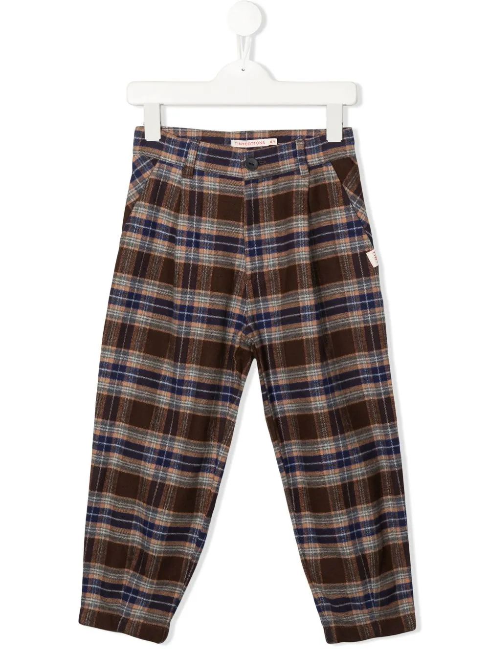 

Tiny Cottons check-print straight-leg trousers - Brown