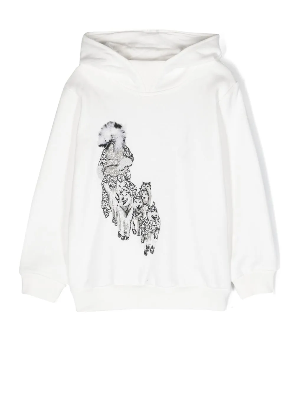 

Il Gufo graphic-embroidered cotton hoodie - White