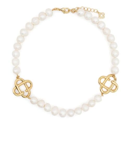Casablanca collier de perles à breloques logo 