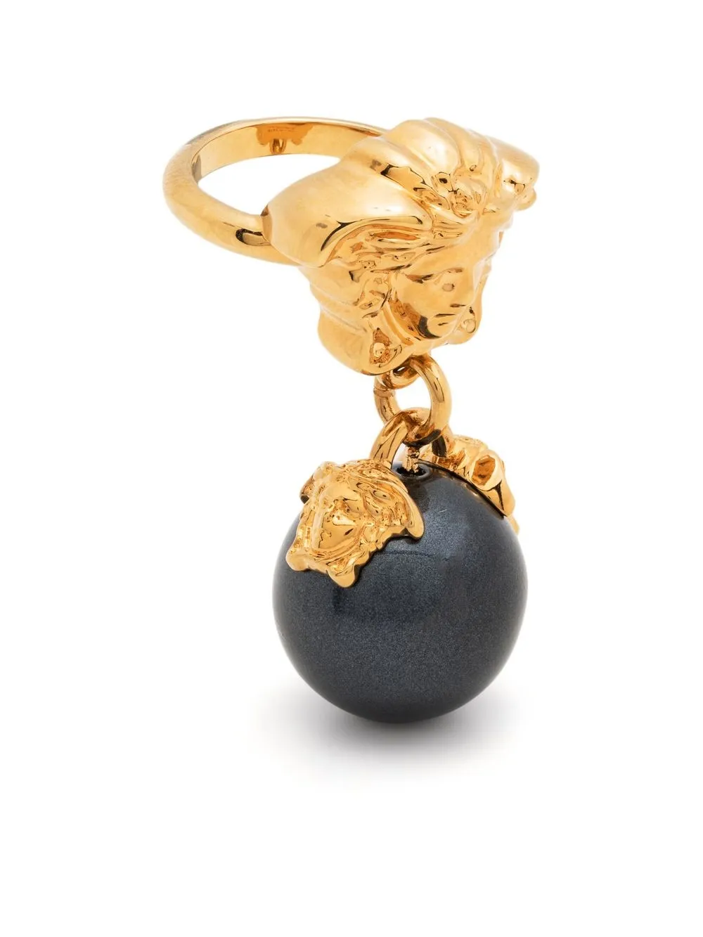 

Versace pearl-drop Medusa-head Ring - Black