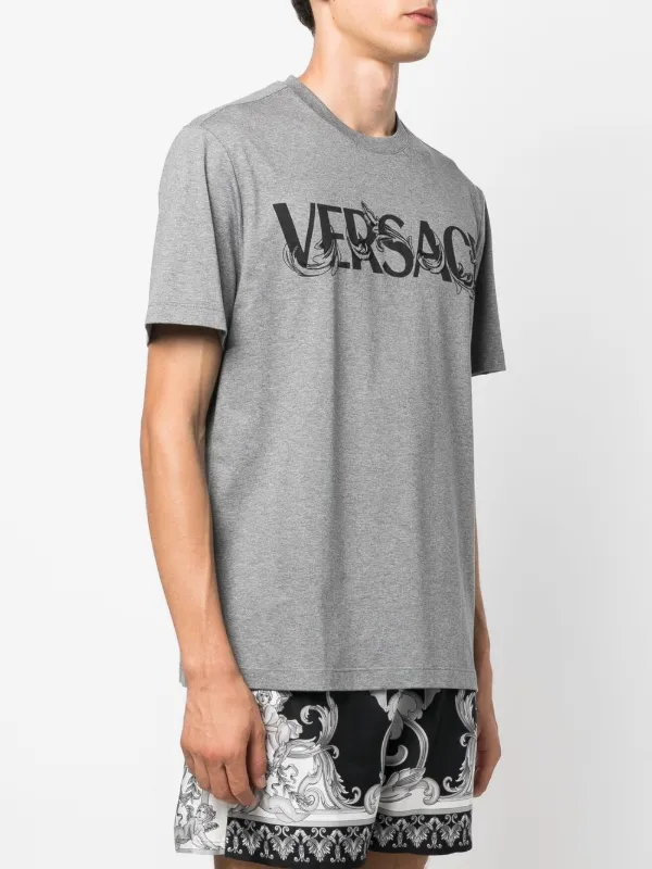 Versace logo-print Cotton T-shirt Grey FARFETCH ID