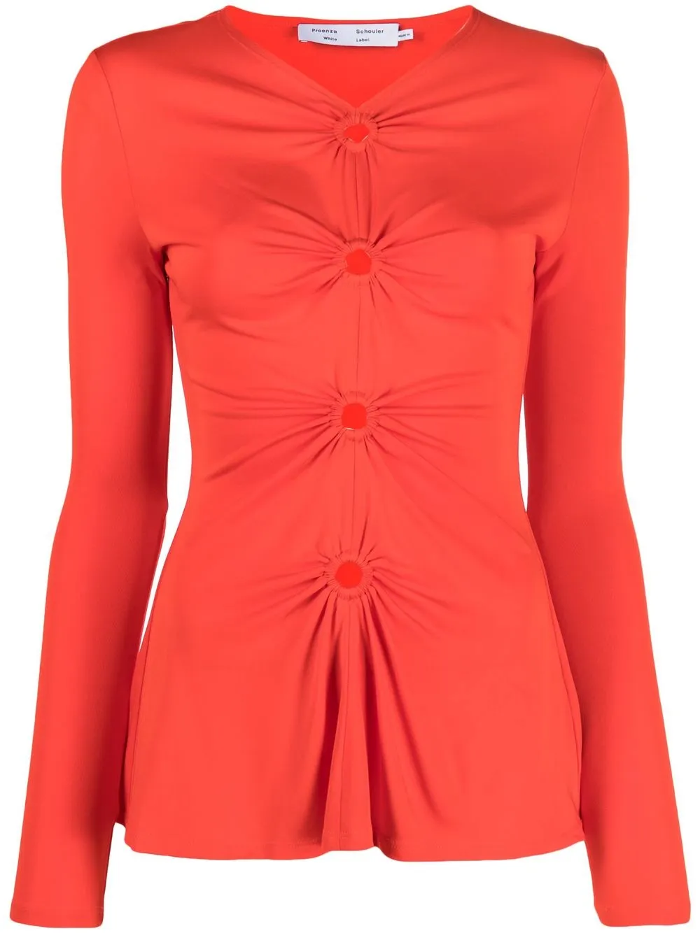 

Proenza Schouler White Label top de manga larga con aberturas - Rojo