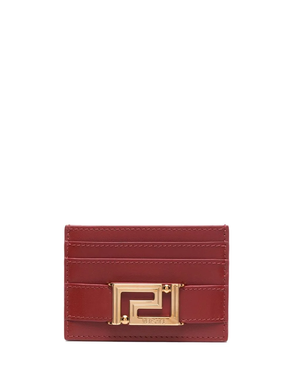 

Versace Greca-plaque leather cardholder - Red