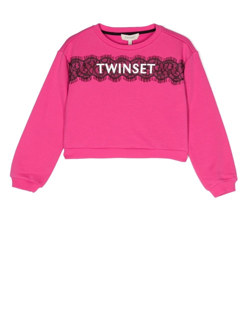 Image 1 of TWINSET Kids logo-patch lace sweatshirt