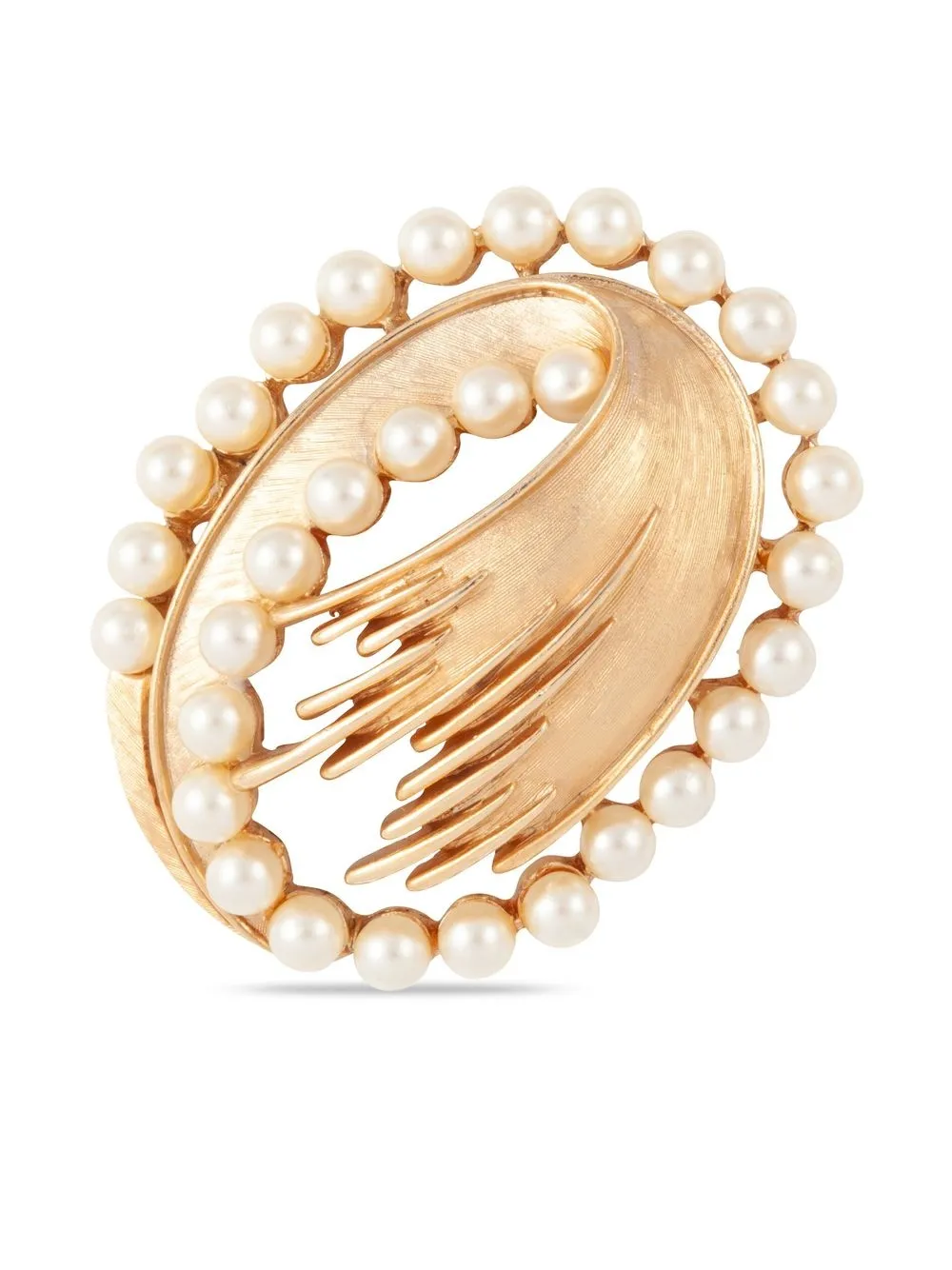 

Susan Caplan Vintage broche Trifari 1960 con forma oval - Dorado