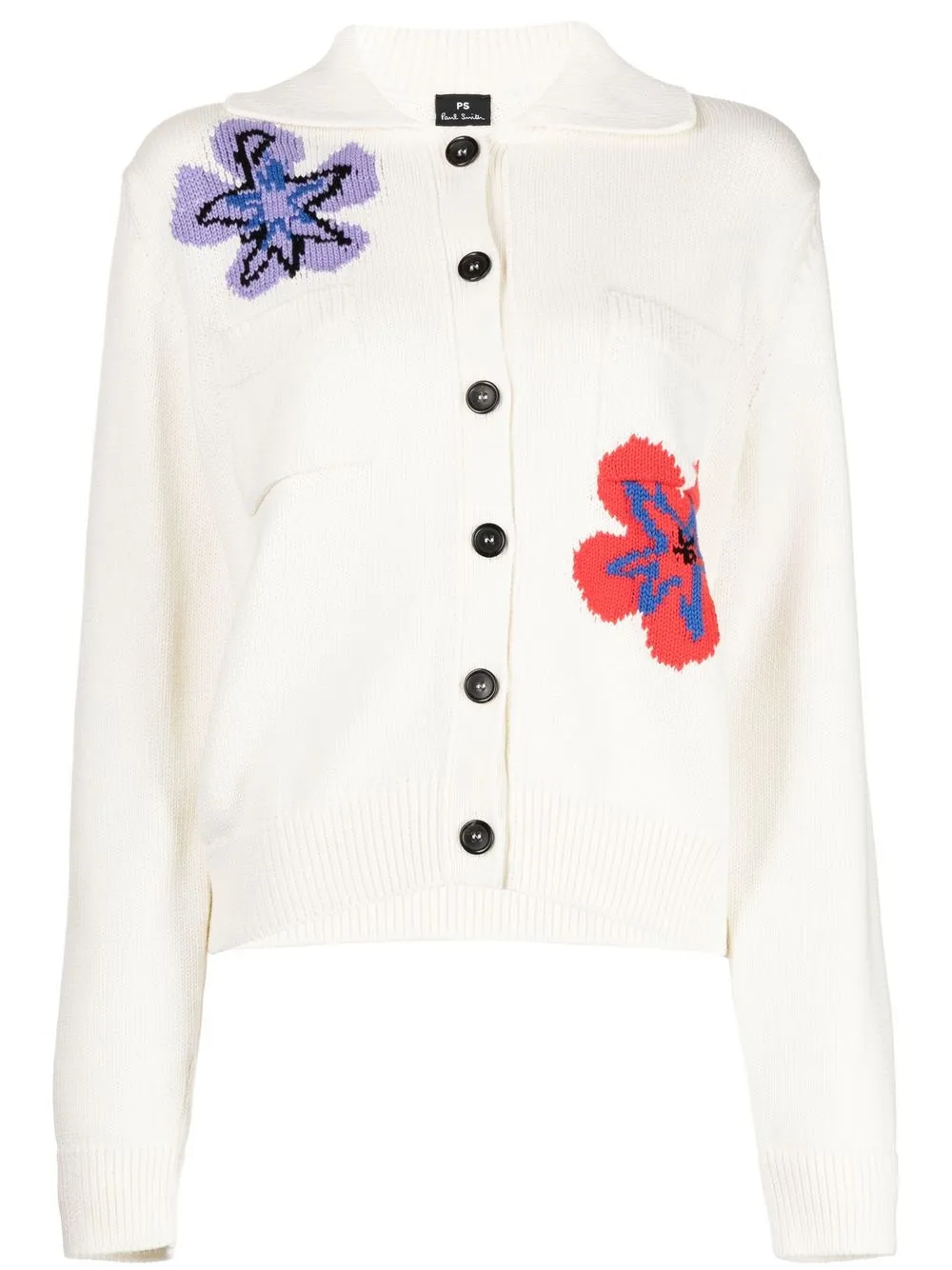 

PS Paul Smith floral-knit button-up cardigan - White