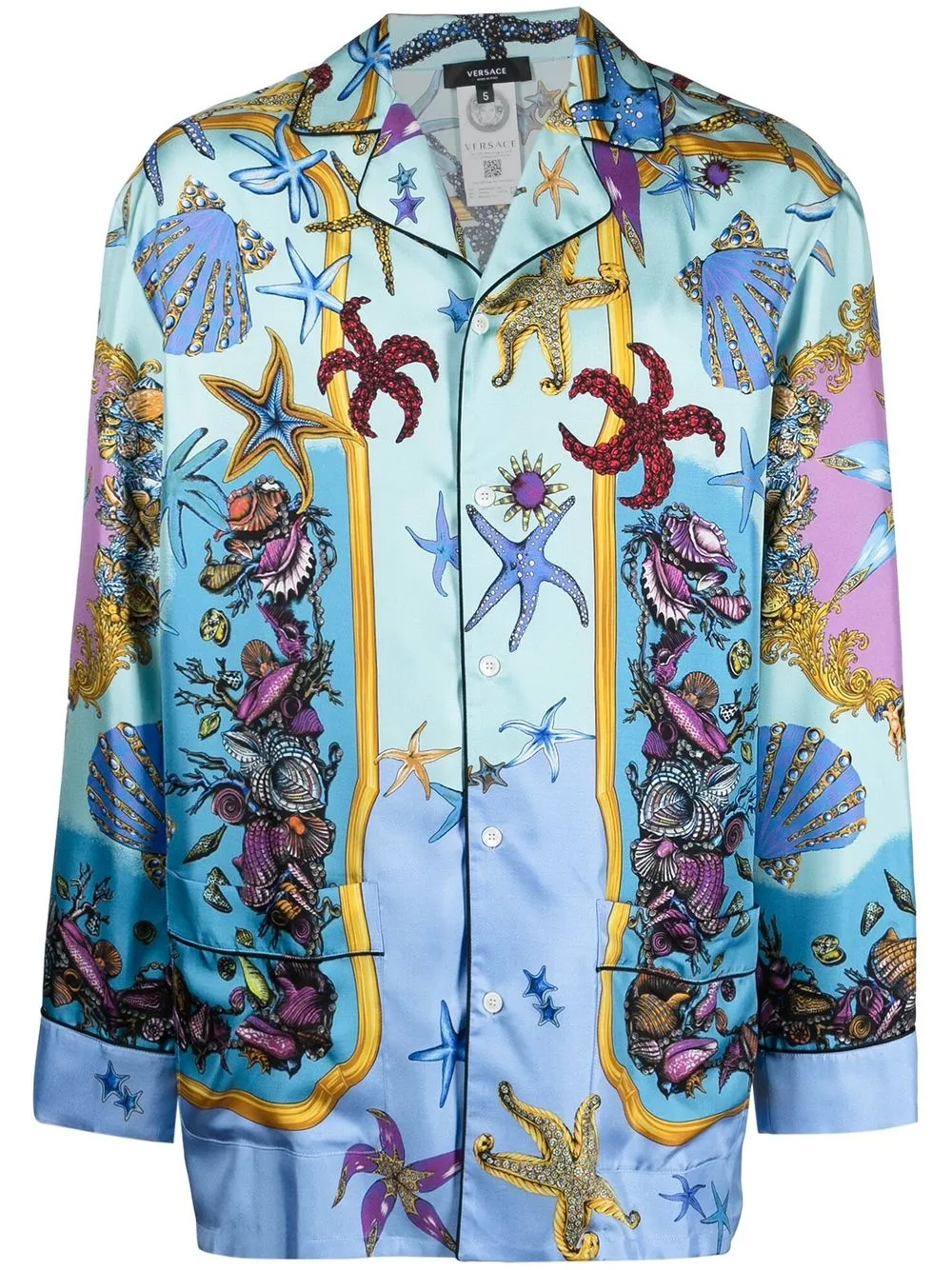 

Versace camisa de seda Trésor de la Mer - Azul