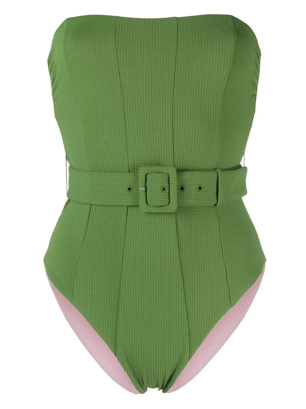 

Marysia traje de baño con cinturón y strapless - Verde