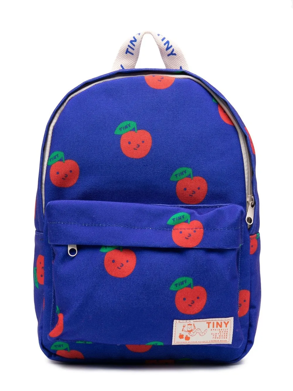 

Tiny Cottons tomato-motif logo-patch bakpack - Blue