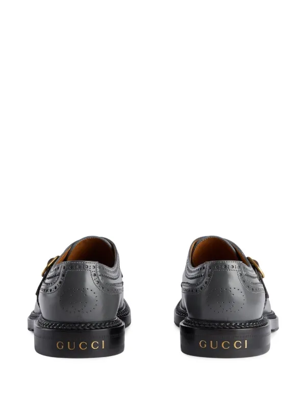 Gucci brogue-detailing Leather Monk 