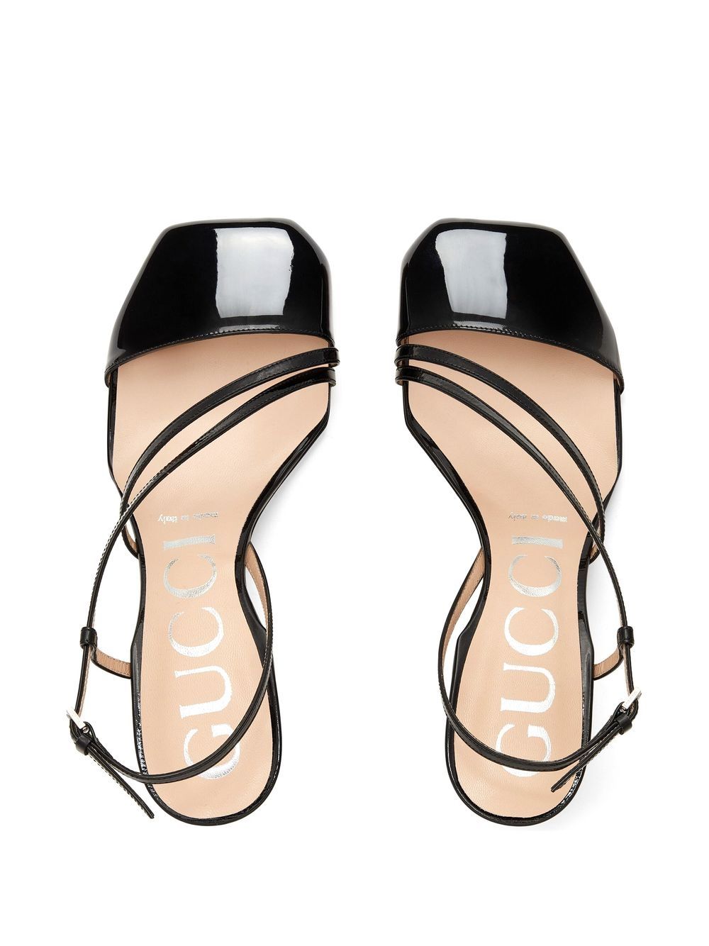 GUCCI SQUARE-TOE PATENT LEATHER SLING-BACK SHOES 