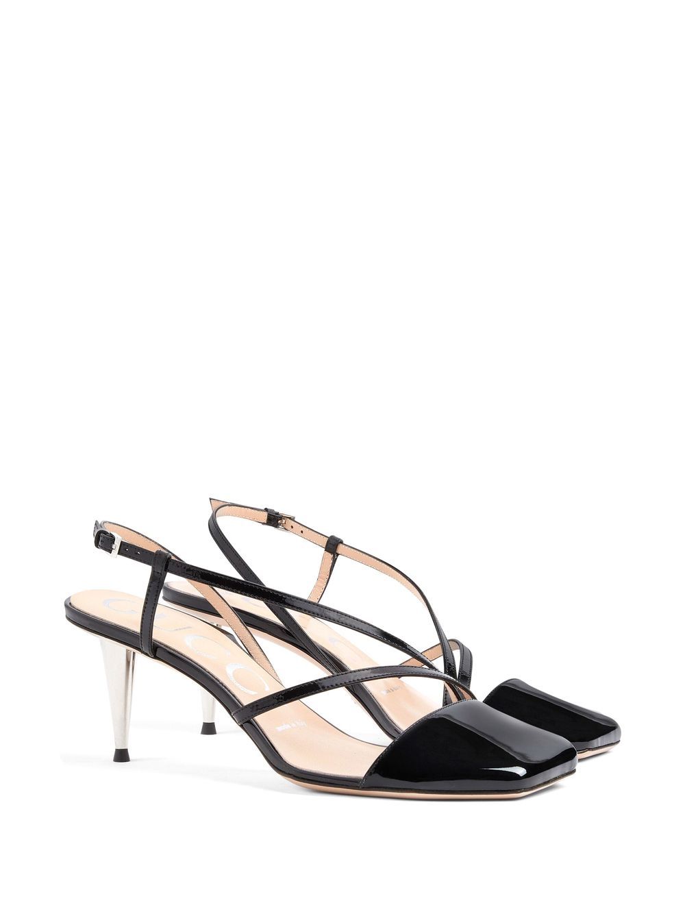 GUCCI SQUARE-TOE PATENT LEATHER SLING-BACK SHOES 