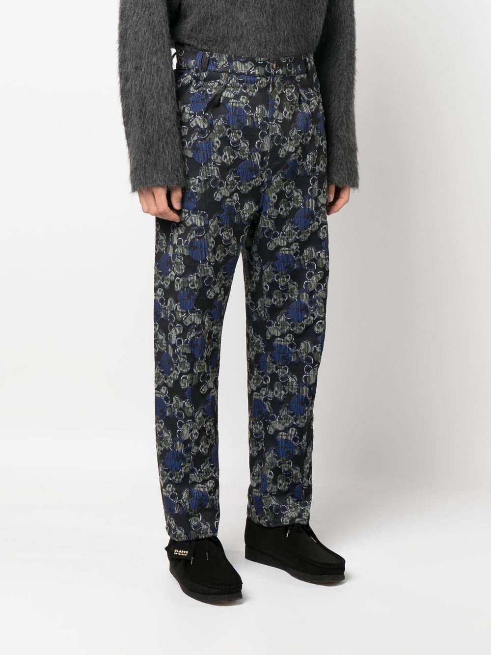 Shop Henrik Vibskov Floral-print High-waisted Trousers In 黑色