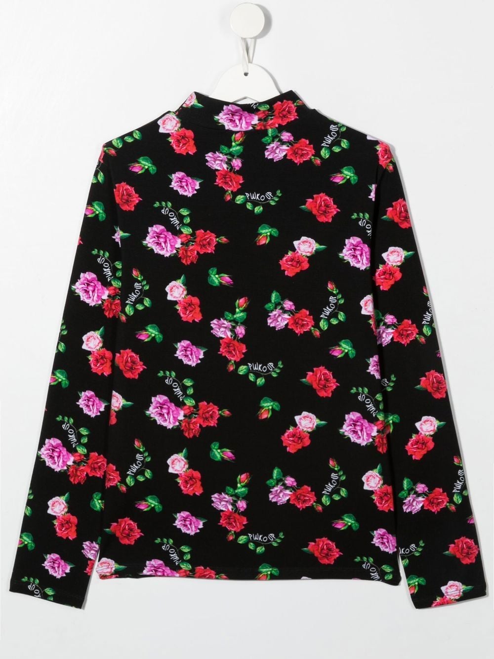 Pinko Kids T-shirt met bloemenprint - Zwart