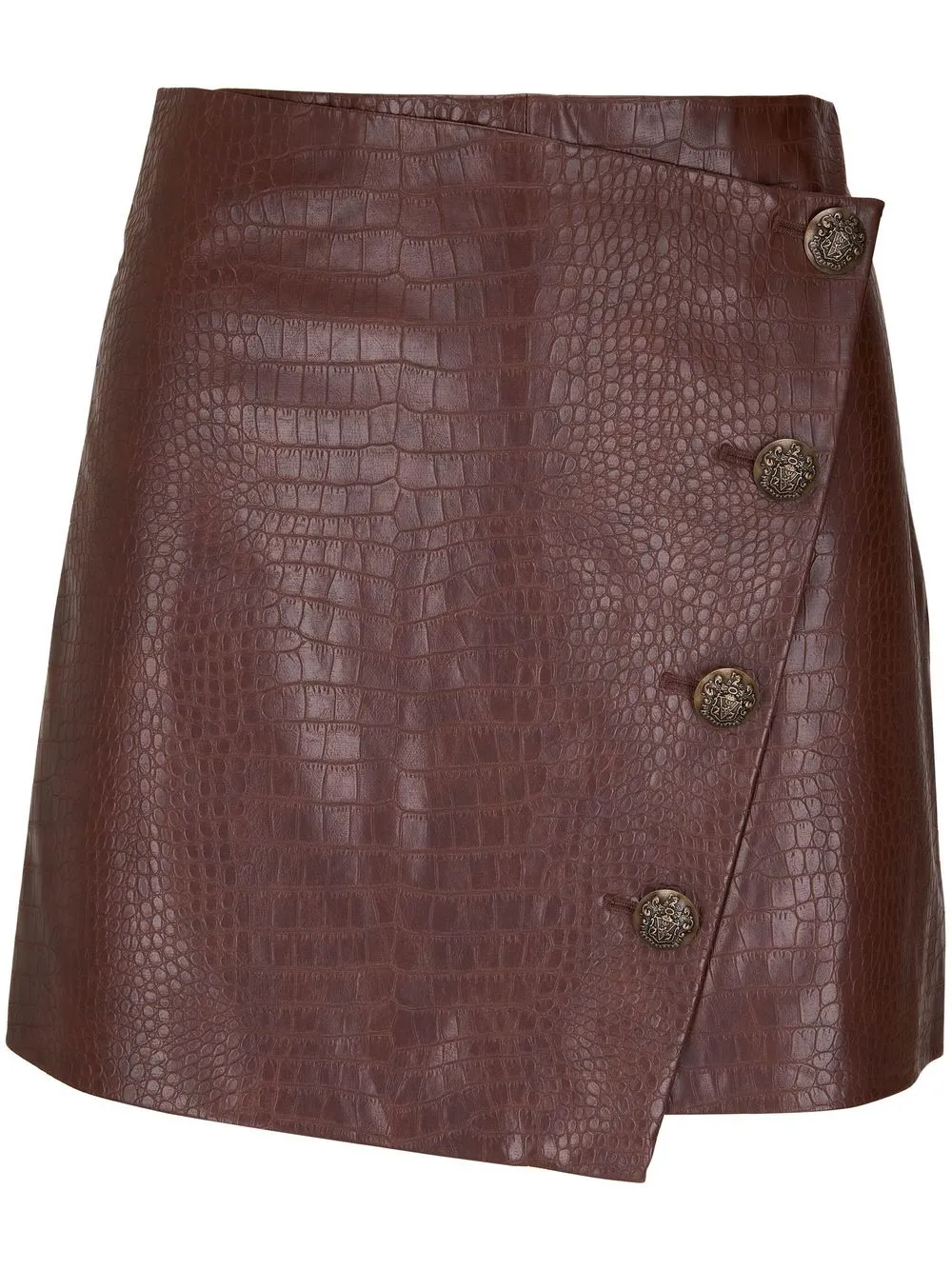 

Veronica Beard crocodile-embossed mini skirt - Brown