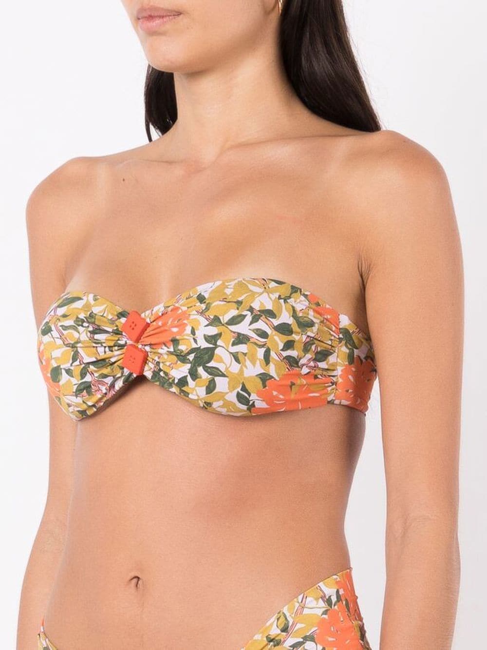Shop Clube Bossa Floral-print Halterneck Bikini Top In Orange