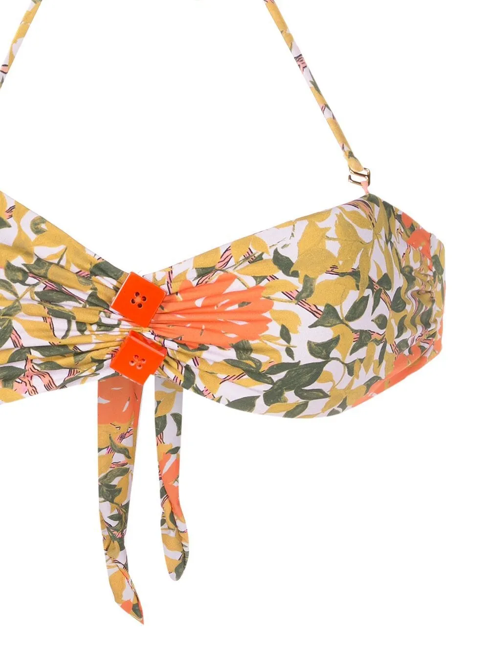 Shop Clube Bossa Floral-print Halterneck Bikini Top In Orange