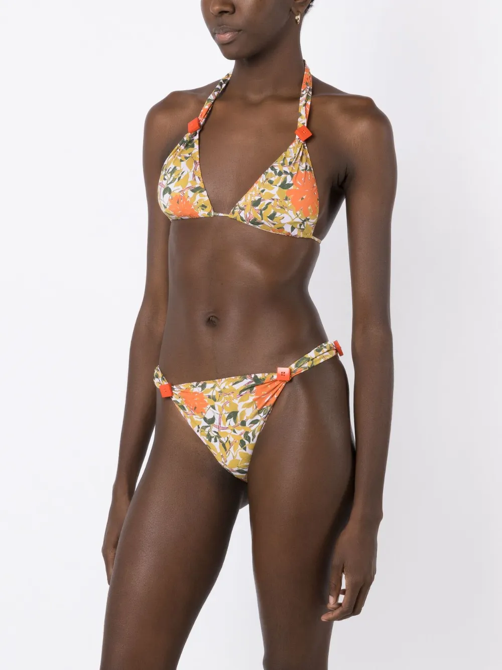 Shop Clube Bossa Rings Floral-print Bikini Top In Multicolour