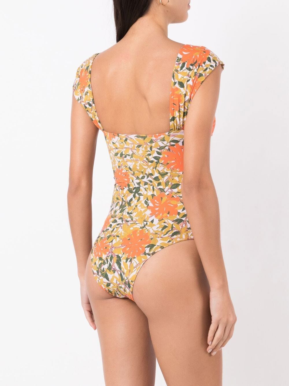 Shop Clube Bossa Floral-print Swimsuit In Orange