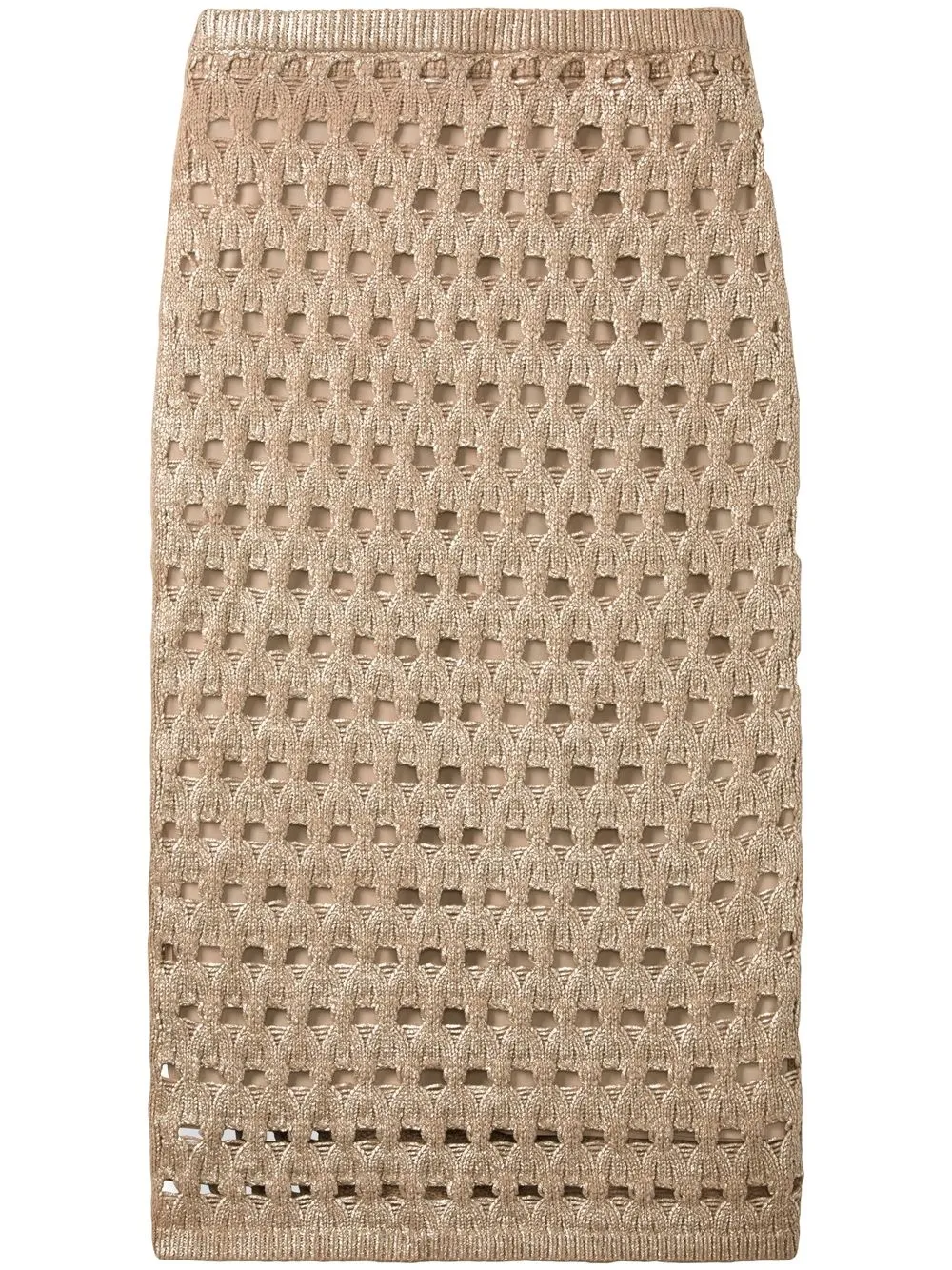 

St. John Foiled open-knit pencil skirt - Gold