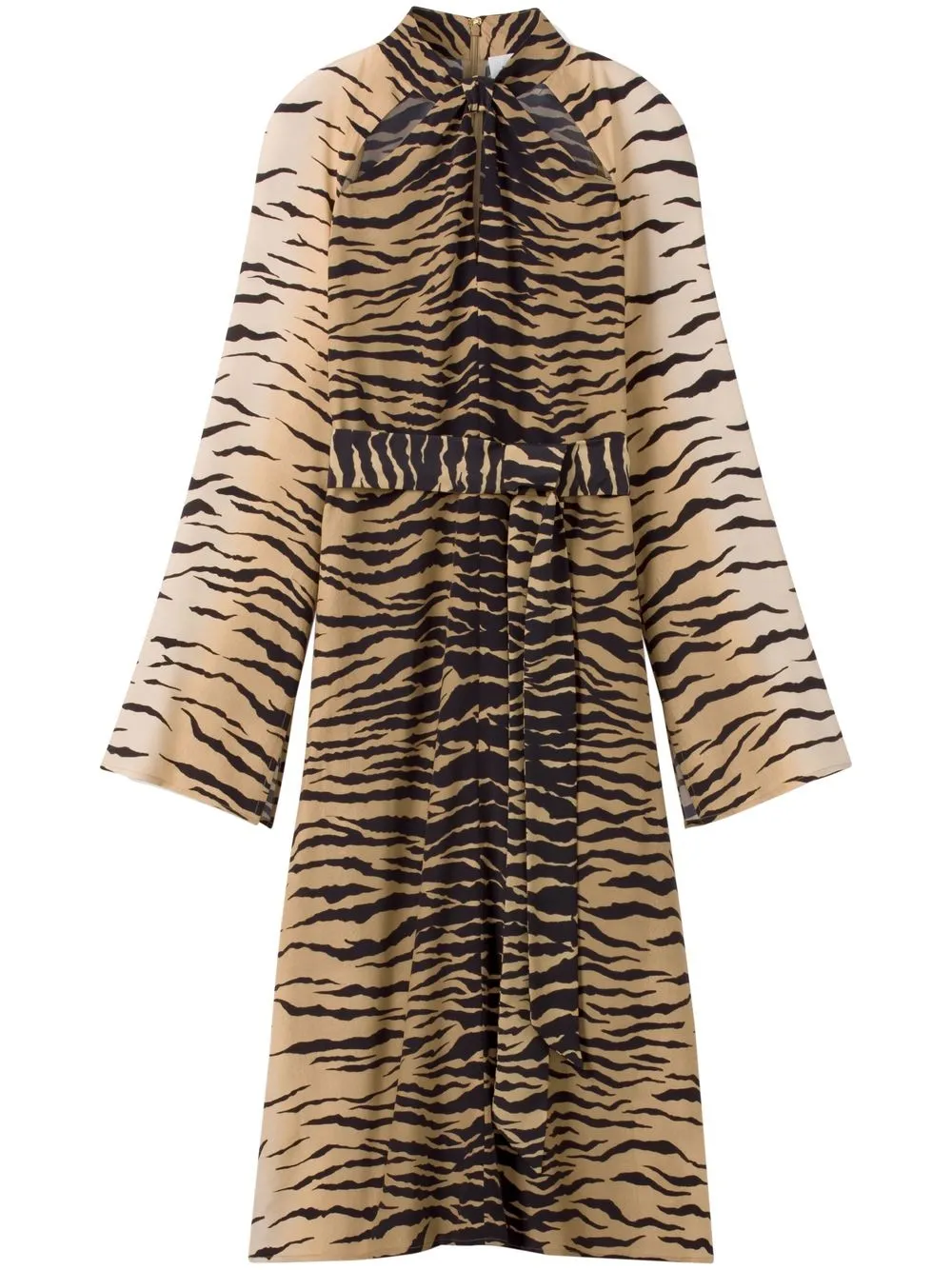 

St. John tiger print cut-out midi dress - Brown