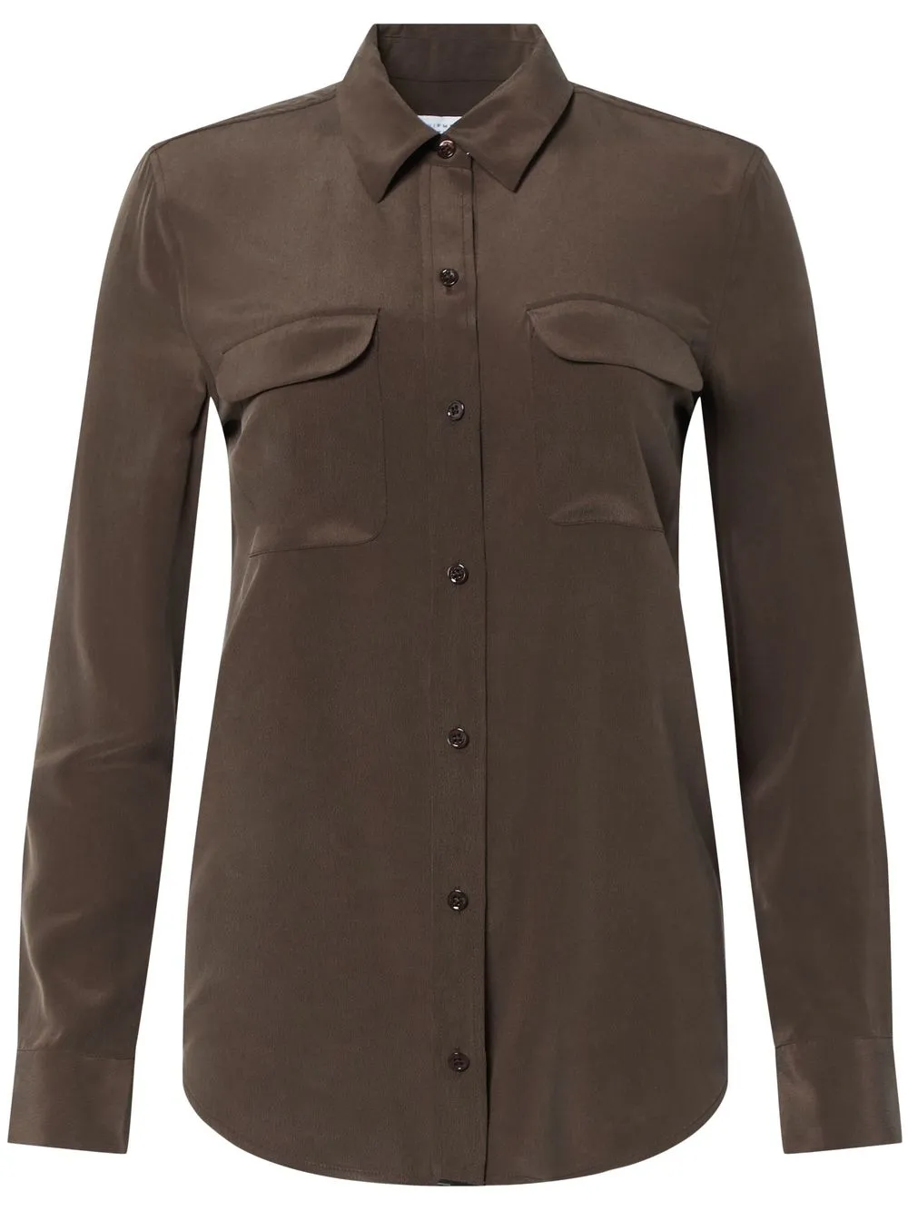 Equipment Silk Slim-cut Blouse In Brown