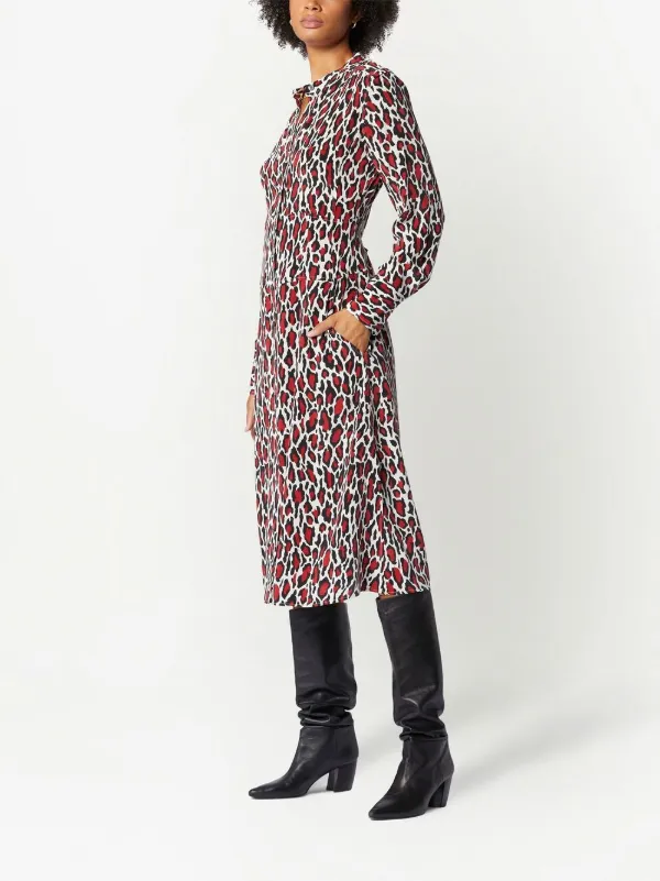 Warehouse leopard print midi shirt dress cheap