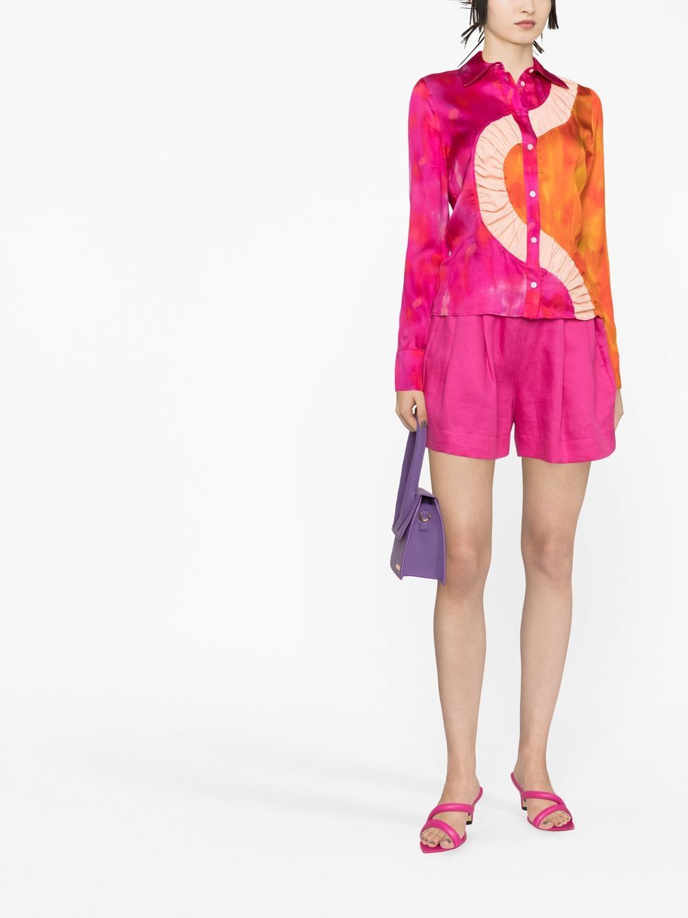 Shop Ahluwalia Watercolour-effect Colour-block Blouse In Pink