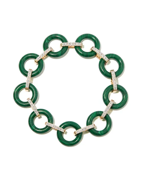 Mateo 14kt yellow gold malachite and diamond bracelet