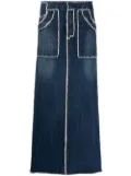 Jean Paul Gaultier Pre-Owned 1990s distressed edges maxi denim skirt - Blue