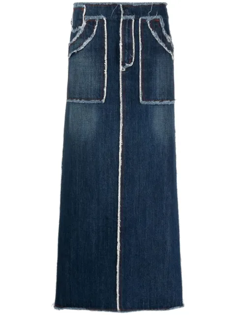 Jean Paul Gaultier Pre-Owned 1990s distressed edges maxi denim skirt