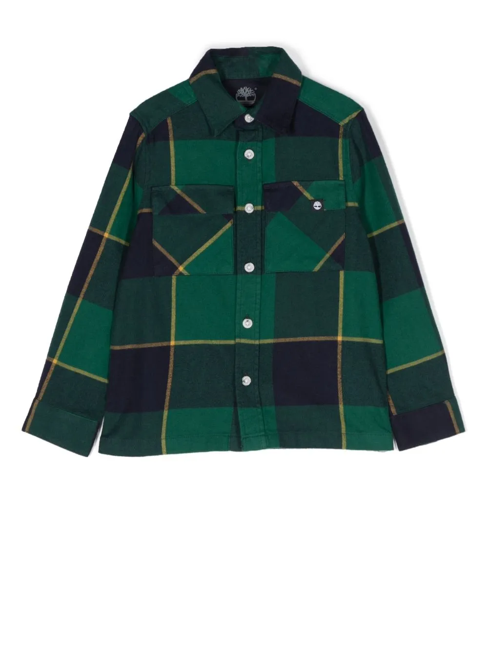 

Timberland Kids camisa manga larga con cuadros estampados - Verde