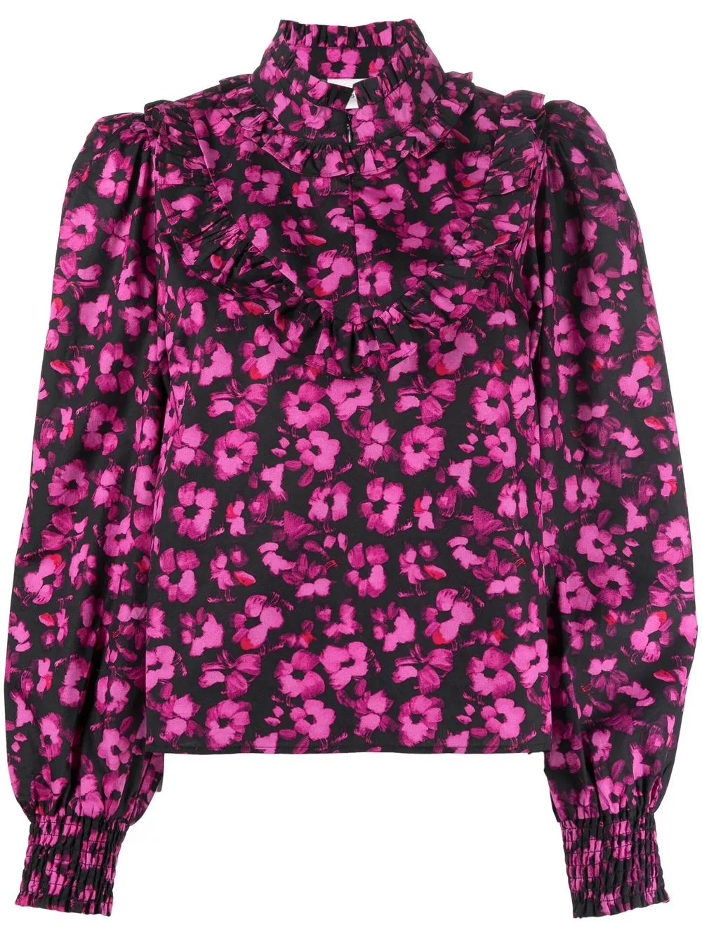 

Gestuz floral-print ruffled blouse - Pink