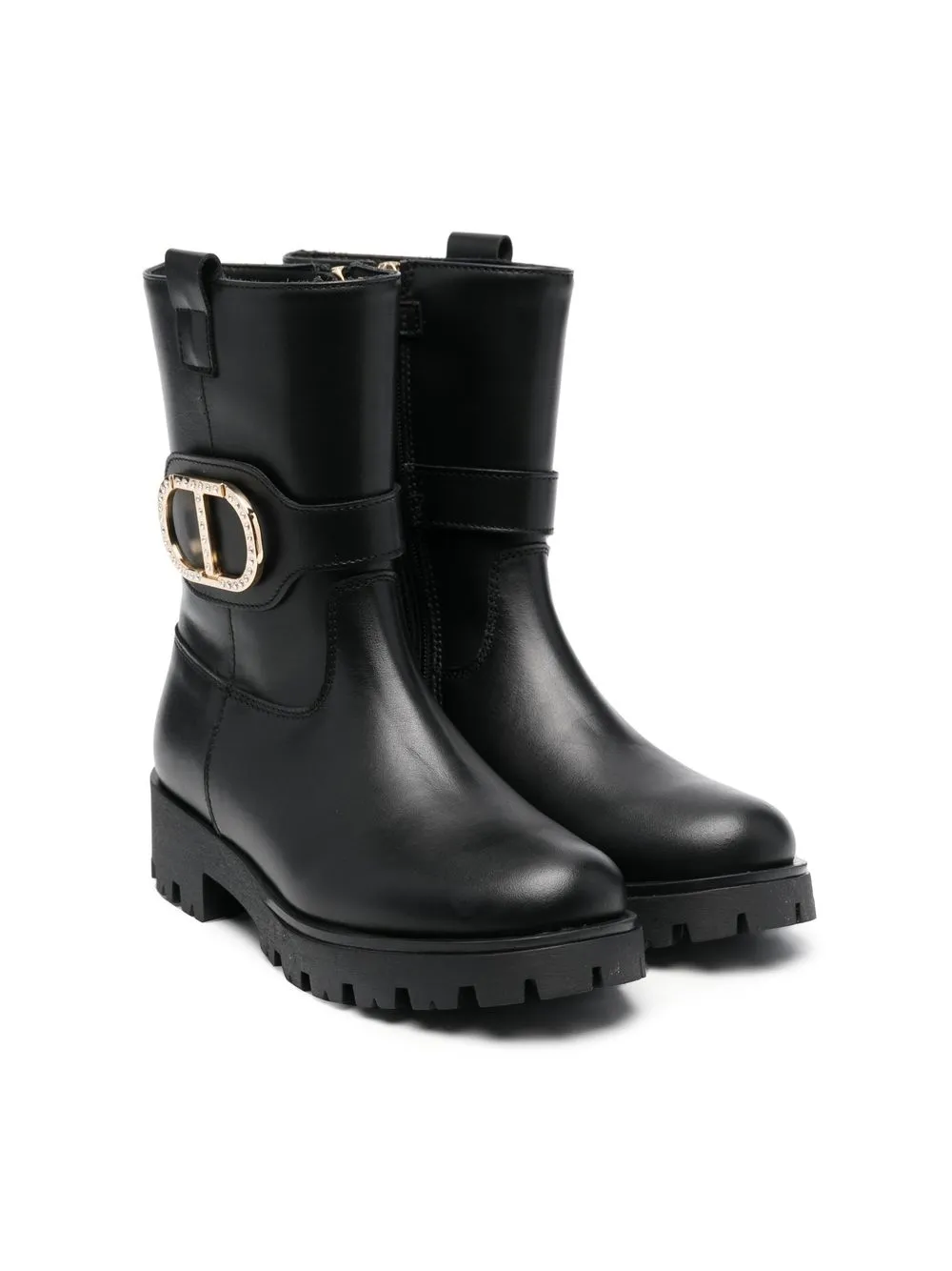 

TWINSET Kids botas con placa del logo - Negro