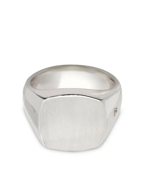 Tom Wood anillo de sello Cushion en plata de ley