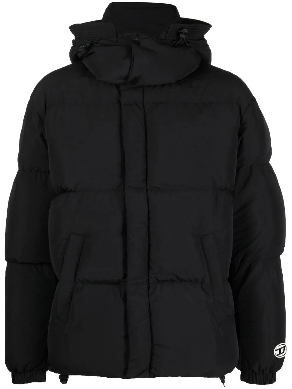 

Diesel logo-patch hooded puffer jacket - Black