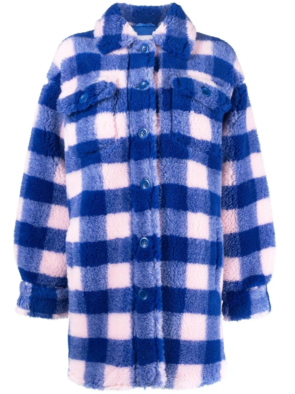 

STAND STUDIO check pattern buttoned coat - Blue