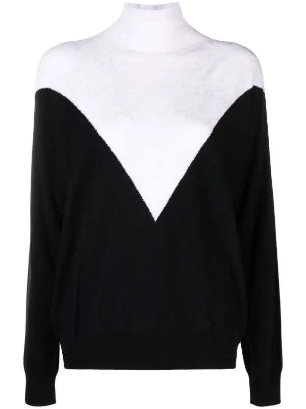 Emporio Armani Two-tone Knitted Jumper in Black