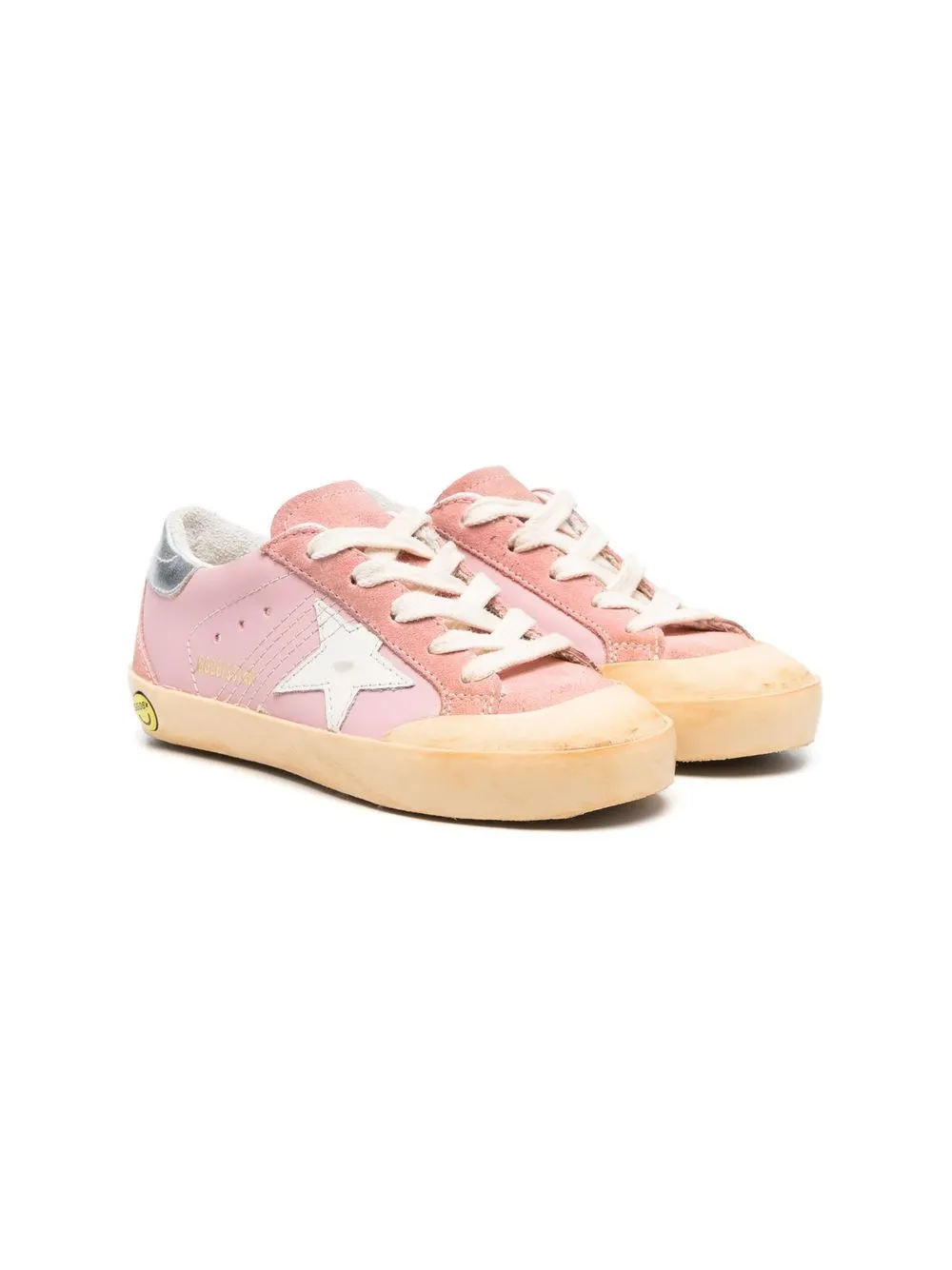 

Golden Goose Kids tenis con agujetas y parche de estrella - Rosado