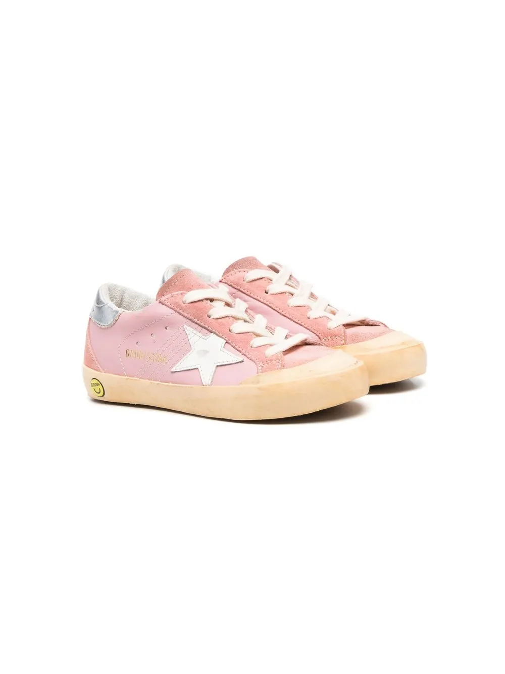 

Golden Goose Kids tenis con agujetas y parche de estrella - Rosado