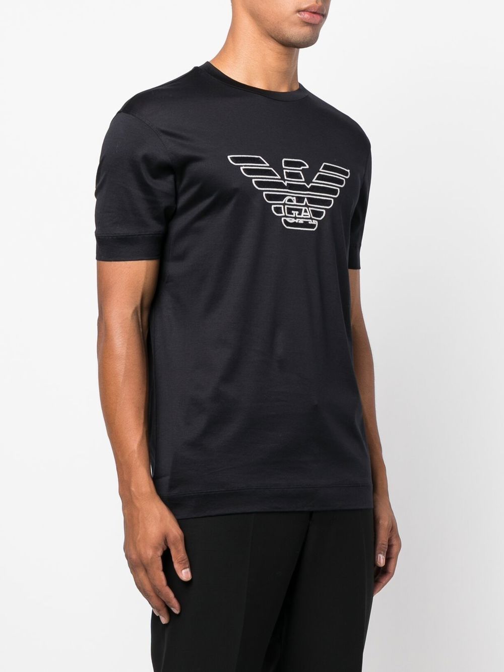 Emporio Armani logo-embroidered crew-neck T-shirt - Farfetch