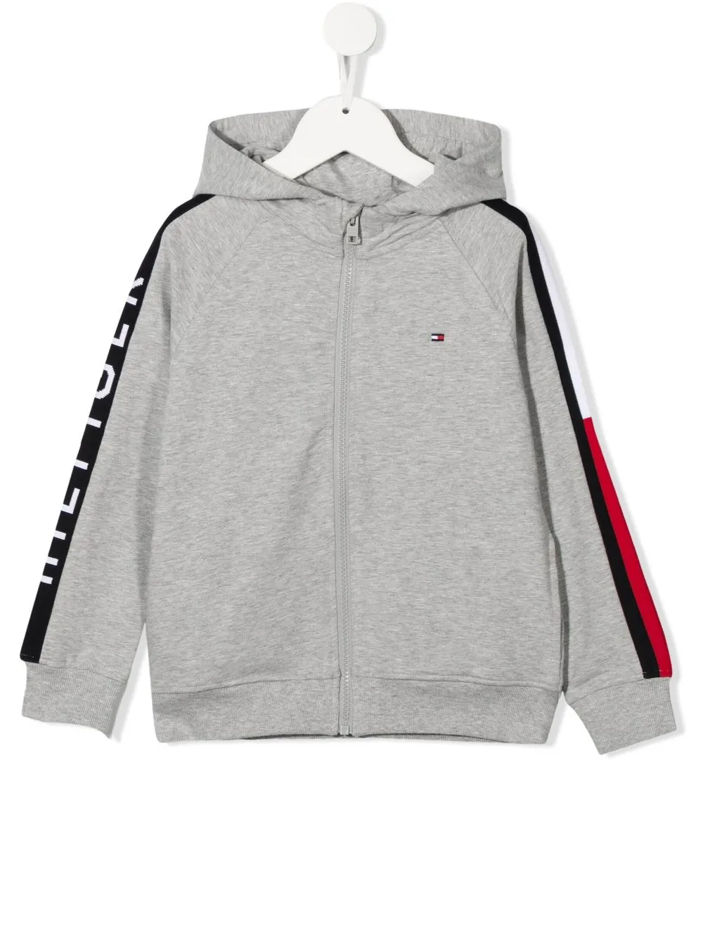 

Tommy Hilfiger Junior hoodie con logo bordado y cierre - Gris