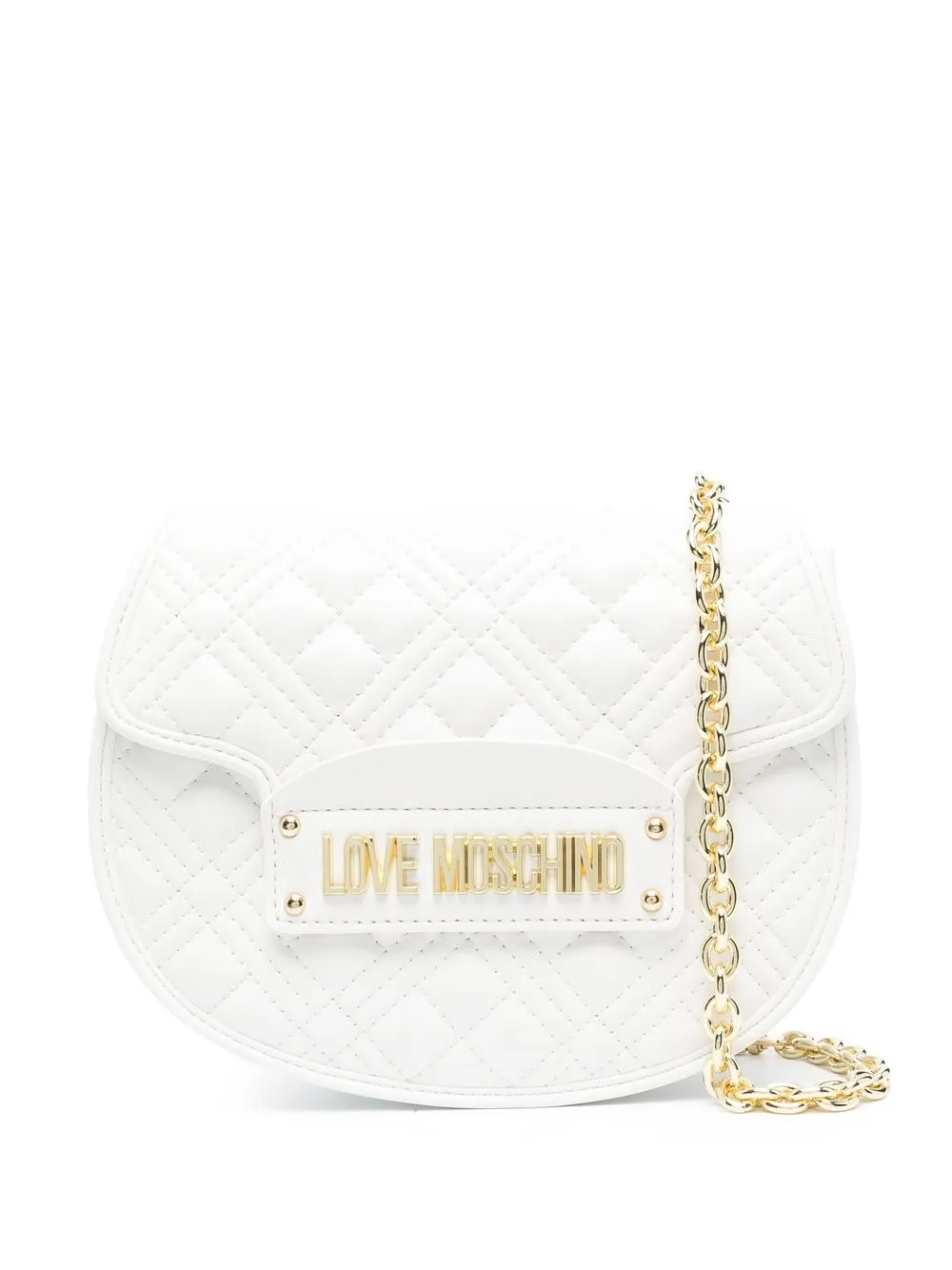 

Love Moschino bolsa de hombro capitonada con placa del logo - Blanco