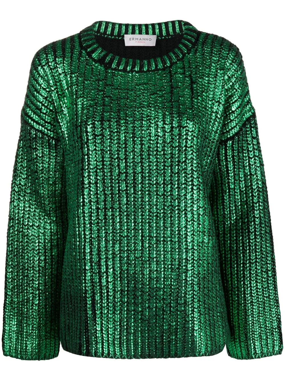 

ERMANNO FIRENZE sequin-logo crew-neck jumper - Green