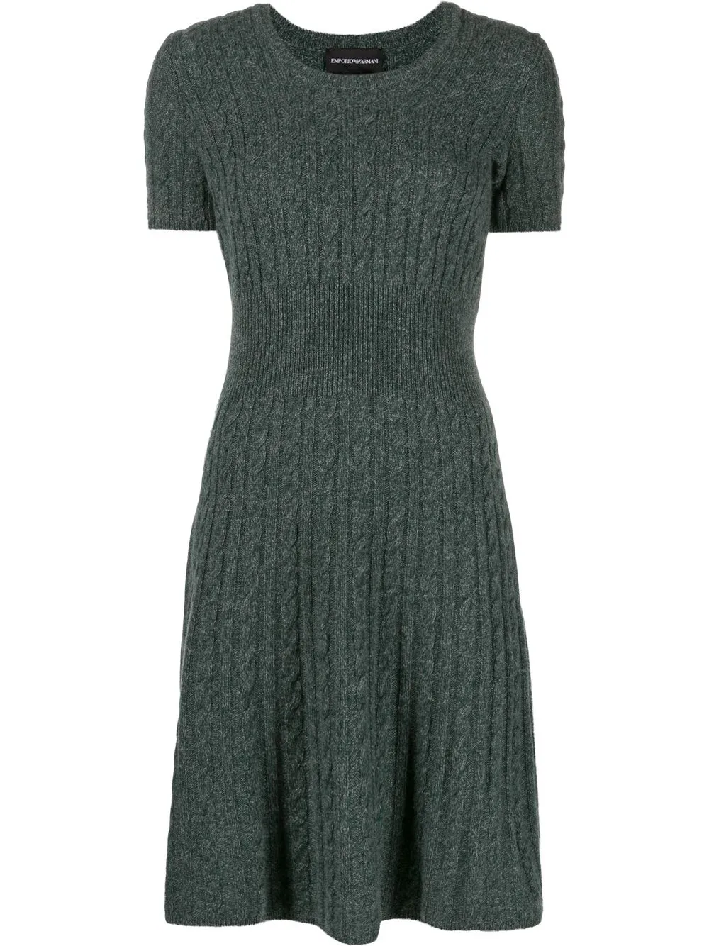 

Emporio Armani cable-knit flared dress - Green